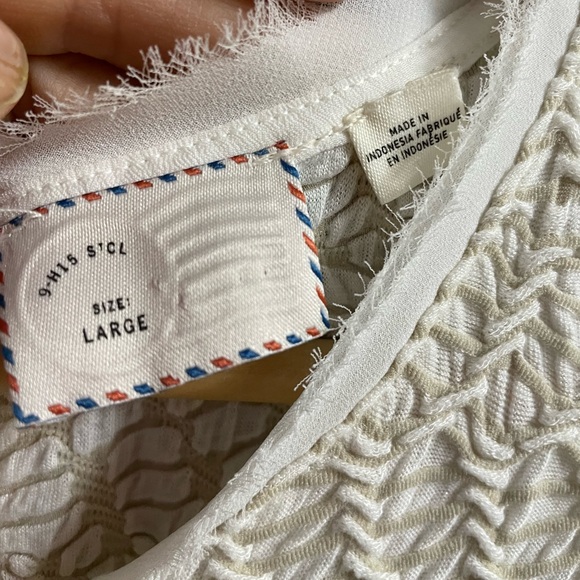 Anthropologie Cream Textured Tank Top - Picture 3 of 13